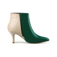 thumbnail image 3 of BLISSFUL STEP Women's Shoes Pointy Toe Print Stiletto Heel Boots Green Beige 7, 3 of 7