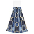thumbnail image 7 of Yayeee Kitchen Hanging Hand Towels Set of 2 with Loop Bathroom Absorbent Tie Towel, Blue Hexagon Pattern, 7 of 7