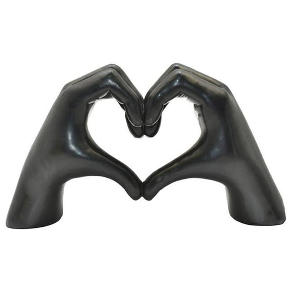 Adam & Friends Home Decor Heart Sign Hands Sculpture | 1-Piece | Black