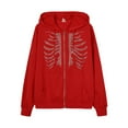 thumbnail image 2 of Sweat à Capuche Zippé pour Femmes Acrylique Automne Manches Longues Pull Mode Décontracté École Bureau Voyage Rouge m, 2 of 7
