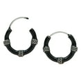 thumbnail image 2 of Cool Black Balinese Hoop .925 Silver Hoop Earrings, 2 of 4