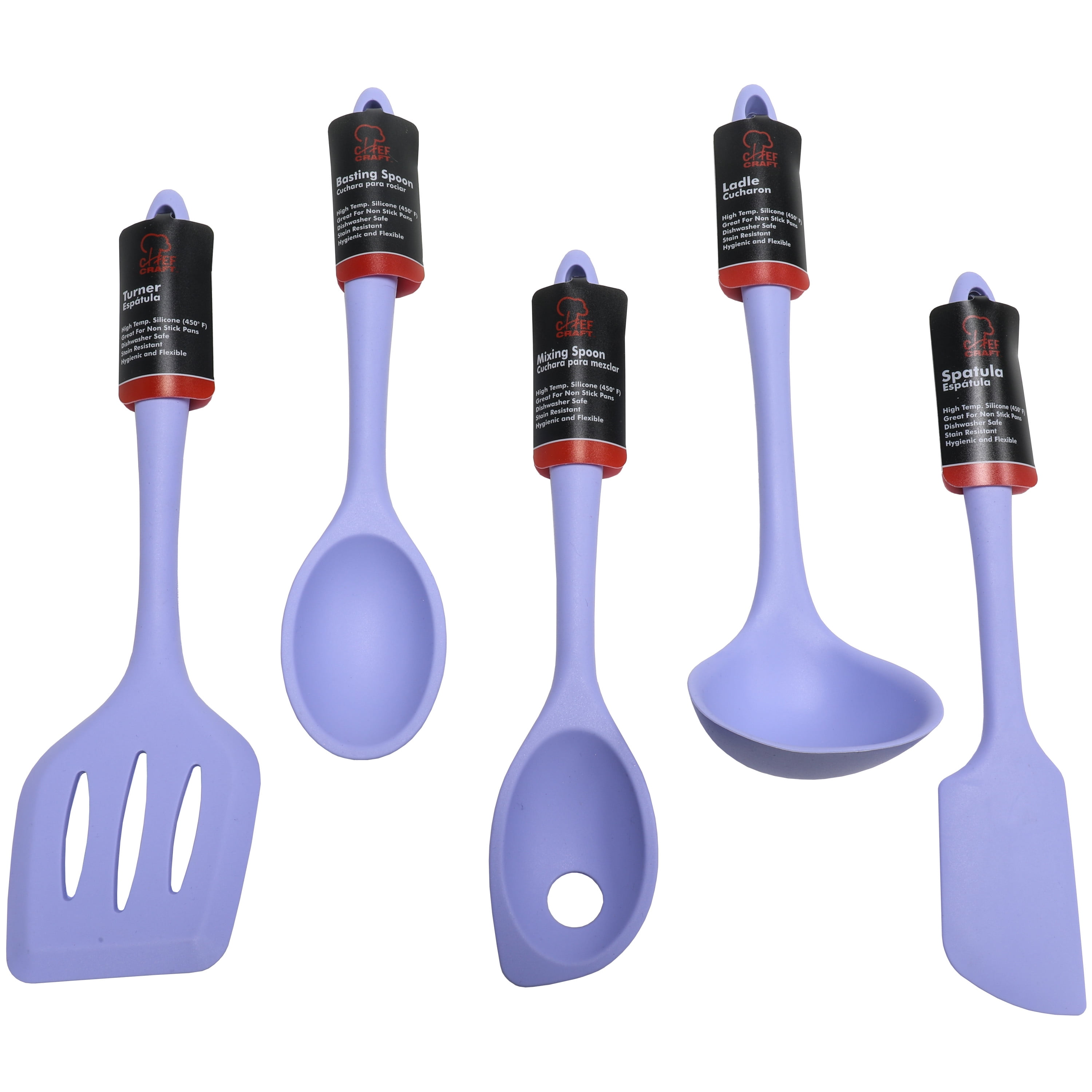Kitchen Utensil Set of 6 Silicone Spoon Cook Tools Temp 446℉ Dishwasher Safe