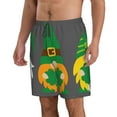 thumbnail image 2 of Cauagu Spring St Patrick’S Day Irish Gnomes Print Men's Swim Trunks,Hawaiian Bathing Suit Swimsuits Beach Shorts with Pockets for Men Quick Dry Swimming Board Shorts-Small, 2 of 6