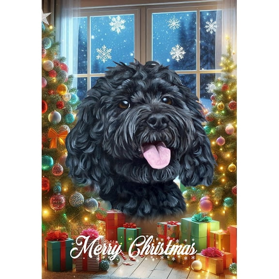 Cockapoo Black - Best of Breed  Christmas Garden Flag