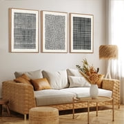 HPNIUB Geometric Line Framed Canvas Wall Art Modern Abstract Minimalist Painting Neutral Decor Set of 3 for Living Room Bedroom Office 24x36 Inch