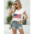 thumbnail image 3 of American Flag Graphic Sweater Vest for Women Summer Lightweight Knitted Sweaters Crew Neck Cap Sleeve Tank Tops Shermie, 3 of 6