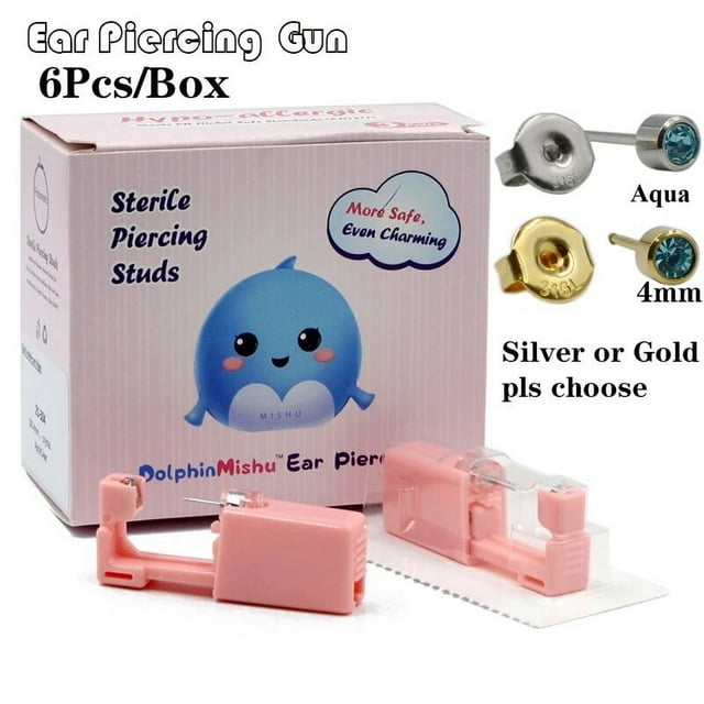 6Pcs/Box Disposable No Pain Ear Piercing Cartilage Tragus Helix Gun Unit ear Stud Display Piercing Tool Kit Ear Piercing Unit