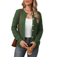 thumbnail image 3 of Asklazy Women's Open Front Cardigan Casual Lightweight Crewneck Long Sleeve Button down Knit Sweaters Army green,(S-2XL）, 3 of 10