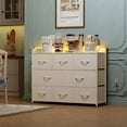 thumbnail image 5 of Bigleap LED TV Stand 8-Drawer Dresser with Charging Station, Fabric Chest of Drawers for Bedroom, Living Room, Hallway & Entryway, White, 5 of 8