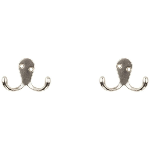 National Hardware N325-522 V163 Double Clothes Hooks in Satin Nickel, 2 pack