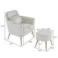 thumbnail image 3 of Ktaxon Accent Chair with Ottoman Set, Flannel Upholstered Single Sofa with Lumber Pillow Armchair with Armrests and Footrest for Bedroom Living Reading Room Office Beige, 3 of 8