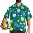 thumbnail image 4 of Tennis Men's Short Sleeve Spread Collar Tops, Casual Button Down Shirts, Printed Summer Beach Shirts, Unisex, 4 of 6