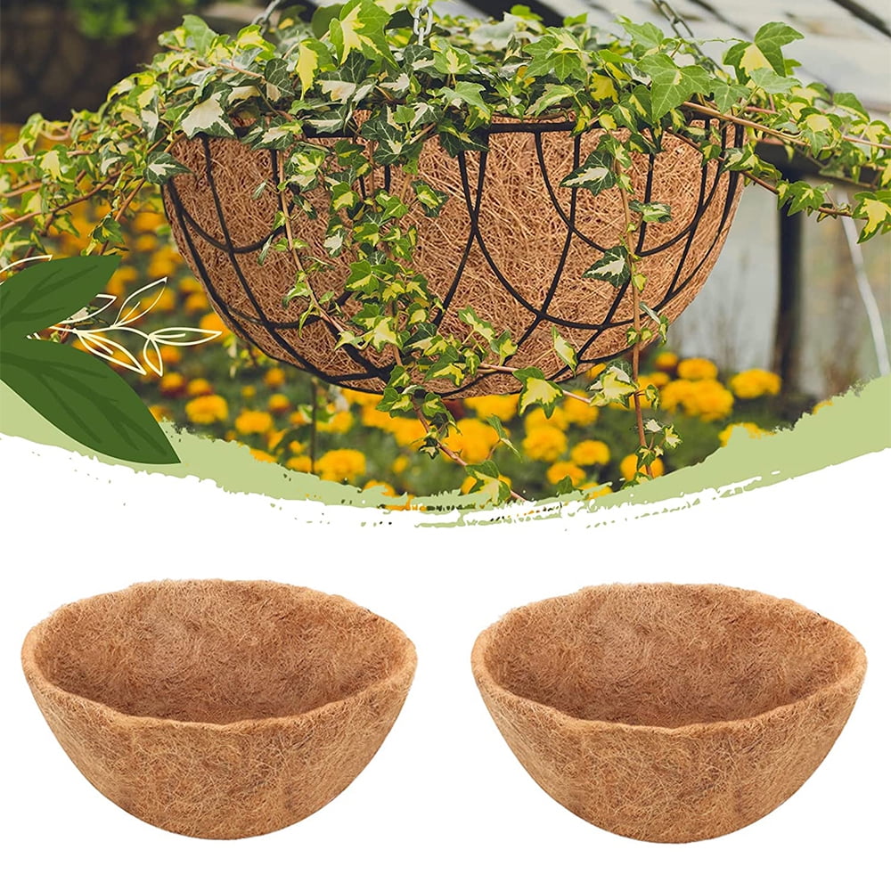 2 Pack Round Replacement Coco Liners for Hanging Basket Natural Coconut