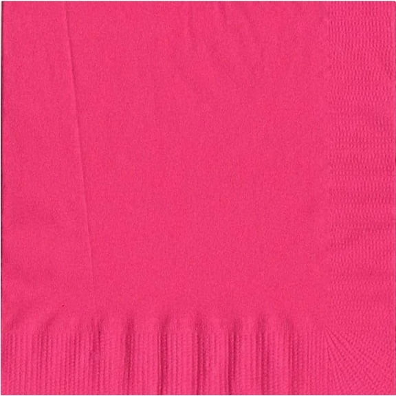 600 - (12 Pks of 50) 2 Ply Plain Solid Colors Luncheon Dinner Napkins Paper - Hot Pink