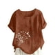 thumbnail image 5 of Vestidos Casuales Para Mujer, Blusas De Mujer De Moda Blusa informal de lino con cuello redondo, manga corta y botones para mujer, 5 of 5