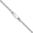 thumbnail image 1 of 14K Or Blanc Médical Forme de Diamant Doux Émail Rouge Lien d'Ancrage ID Bracelet, 1 of 3