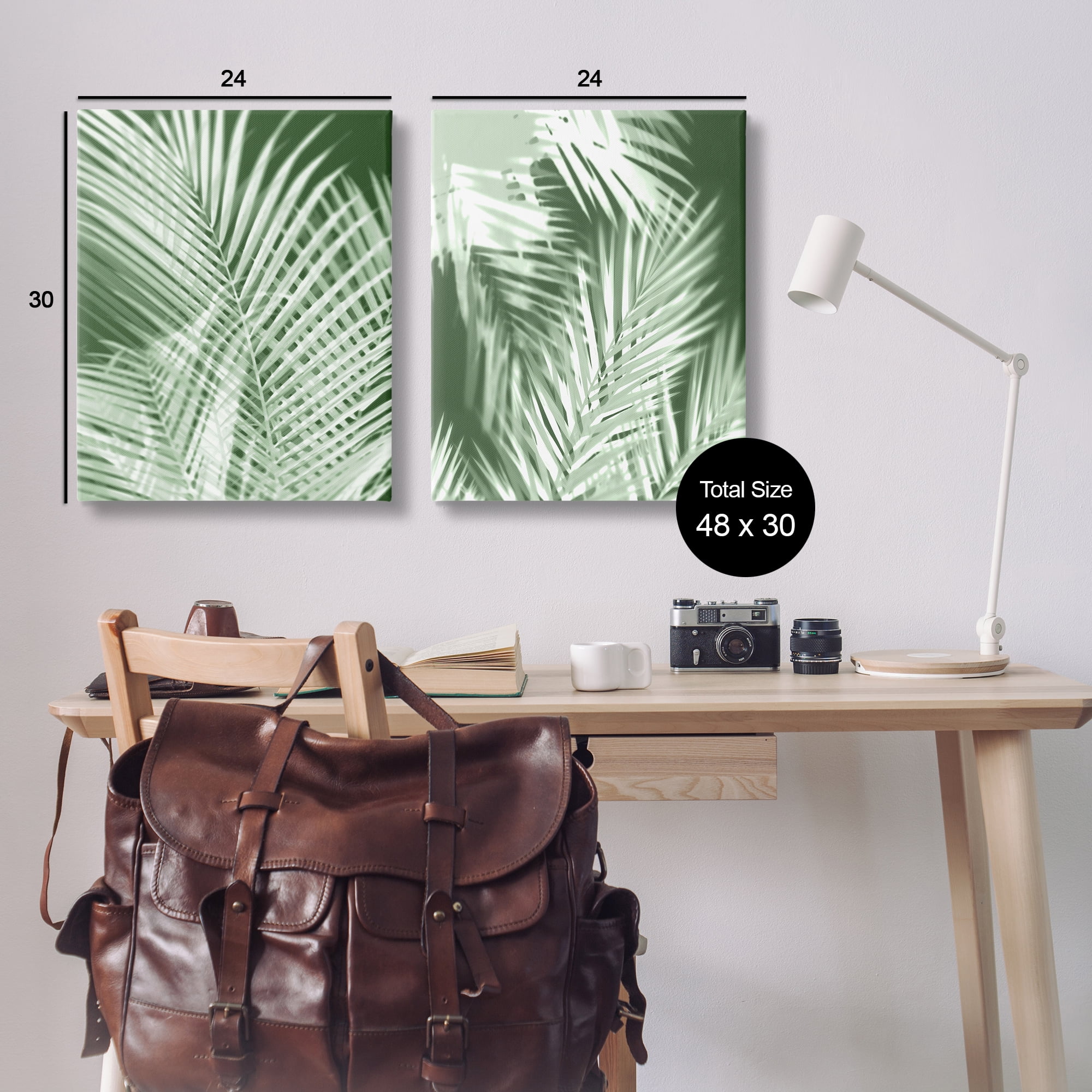 Stupell Industries Blurred Green Palm Fronds Plants & Flowers Painting Wrapped Canvas Art Print Wall Art, 24 x 30, Set of 2