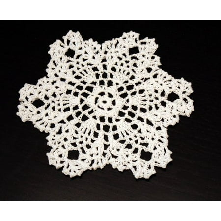 Fennco Styles Handmade Crochet Lace Pineapple White Doily. 6 Inch Round. 100% Cotton. 4 Pieces.