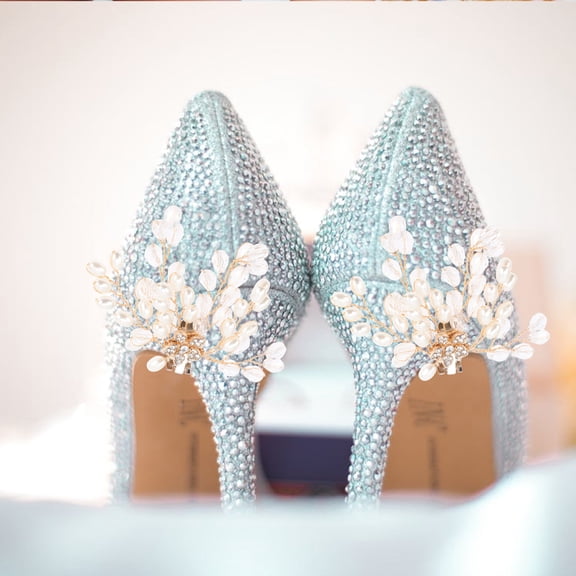Baluue 2-Pack Elegant Rhinestone Crystal Shoe Clips for Women, Decorative Wedding Accessories