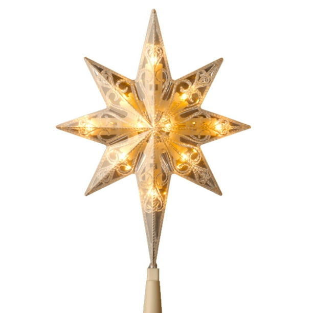 11" Dual Color Battery Operated Star Christmas Tree Topper Warm White
