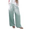 thumbnail image 2 of Women's High Waisted Drawstring Pockets Wide Leg Pants Woman Plaid Trousers for Casual Summer Light Green XXL, 2 of 10