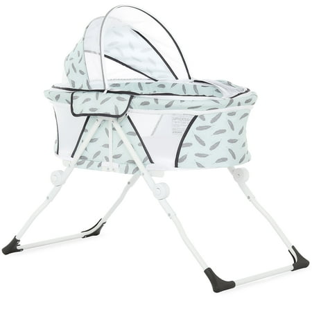 UPC: 0811048039941 | Dream On Me Karley Plus Baby Bassinet with Removable Double Canopy Ice Blue Easy and Quick Fold
