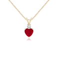 thumbnail image 1 of Angara Natural Ruby Necklace - Heart-Shaped Ruby Rabbit Ear Bale Pendant in 14K Yellow Gold for Women, 1 of 10