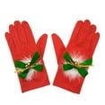 thumbnail image 2 of SYMOID Green Christmas Gloves for Women, One Size Fits All, Festive Gloves with Bells Feathers Bows,Size Free Size, 2 of 4