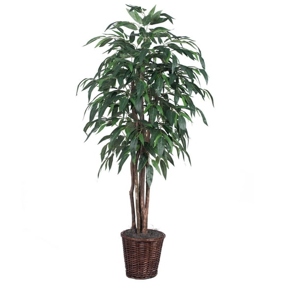 Vickerman 6' Artificial Mango Executive, Rattan Basket