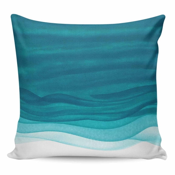 Ombre Teal Waves Pillow Covers 18x18 Inch Decorative Throw Pillow Cover, Abstract Art Gradient Modern Sofa Pillowcases Accent Cushion Case Home Decor Bedroom Living Room