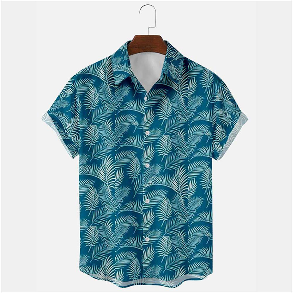 YS33-red,L QHF Mens Hawaiian Printed Shirt Mens Summer Beach Shirt Short Sleeve Casual