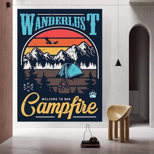 Tapiz para colgar en la pared Wanderlusts Welcome To Ours Campfiies
