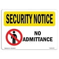 thumbnail image 1 of SignMission OS-SN-D-35-L-11575 Avis de Sécurité OSHA Signe - Pas d'Admission, 1 of 1