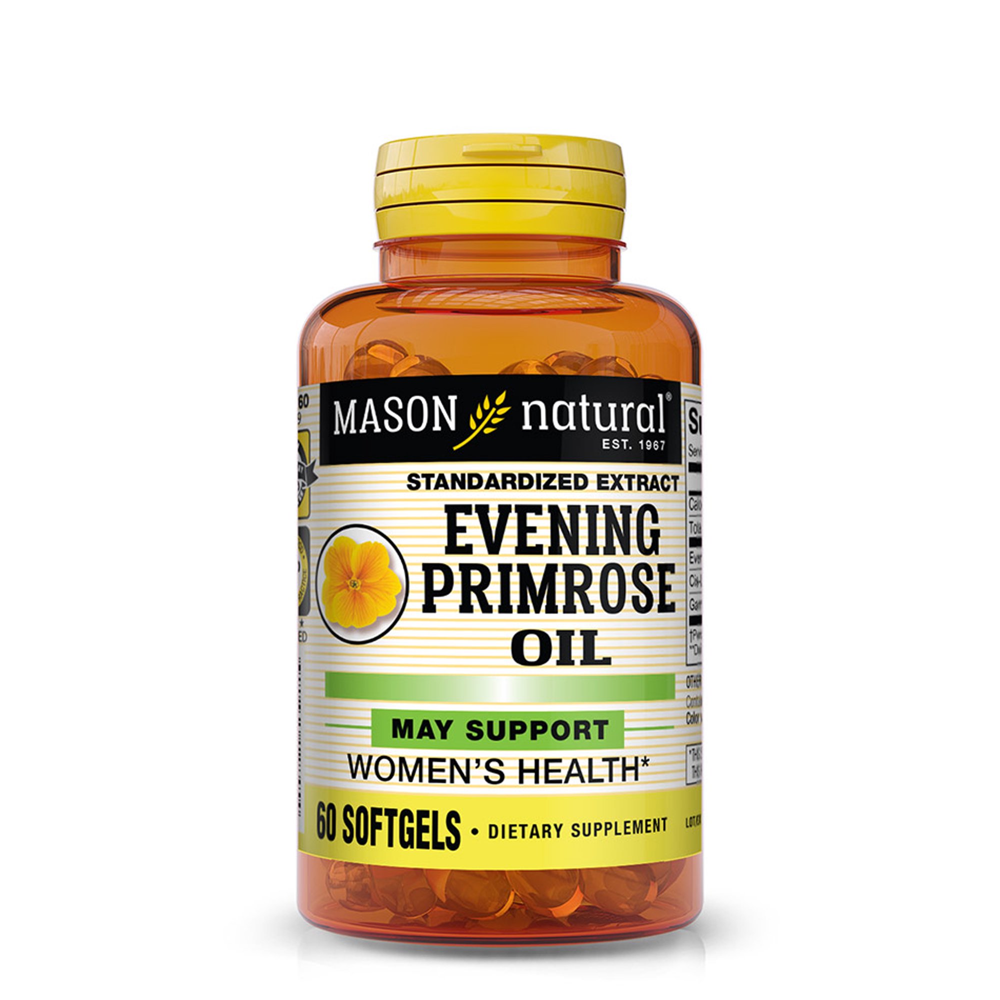 MASON NATURAL Evening Primrose Oil Dietary Supplement, 1 Month Supply, May Support Women’s Health, 60 Softgels
