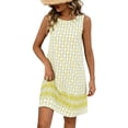 thumbnail image 2 of BRGZLK Womens Midi Dresses Summer 2026 Casual Trendy Boho Print Sleeveless A Line Sundresses Crewneck Dress for Going Out Yellow XL, 2 of 5