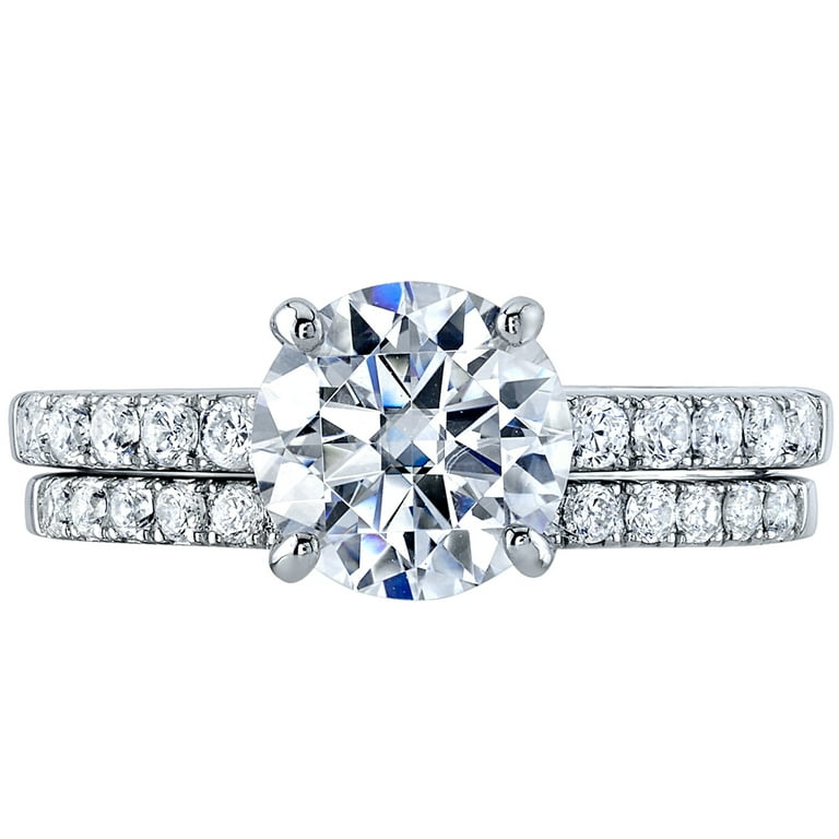 2 ct Moissanite Solitaire Engagement Ring Wedding Band Bridal Set