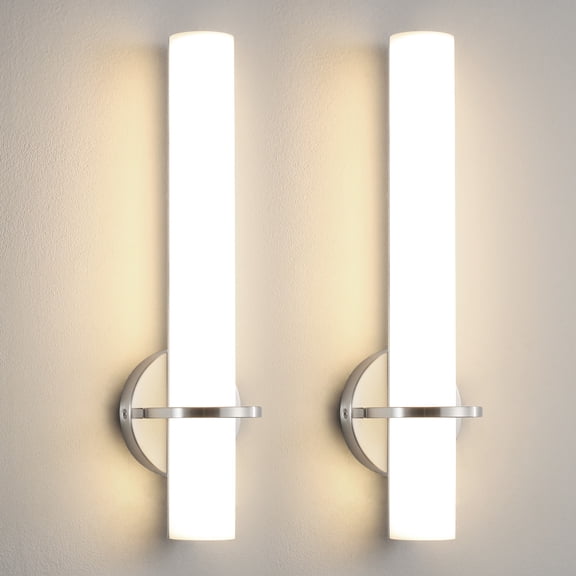 KAISITE 18.11" Set of 2 Modern Wall Sconces, Wall Light Fixtures with Acrylic Lampshade for Living Room Bedroom Bathroom Hallway, 18W LED