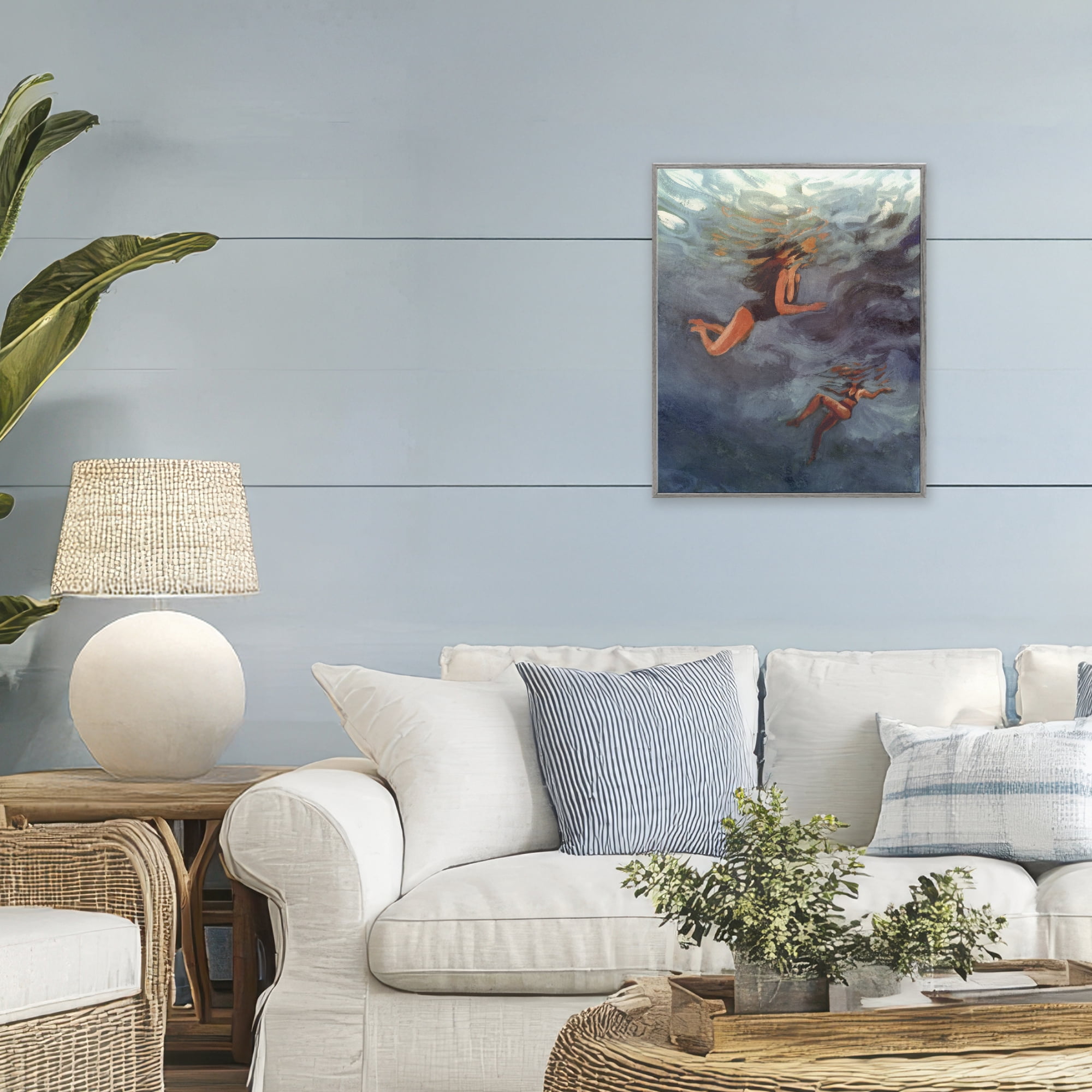 Stupell Industries Underwater Summer's Dance Gray Framed Giclee Art, design by Victoria Barnes