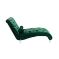 thumbnail image 6 of Tufted Velvet Chaise Lounge, Leisure Upholstered Sofa Couch with Acrylic Feet and Lumbar Pillow, Modern Upholstered Couch with Tufted Button for Living Room, Bedroom and Reading Room, Emerald, 6 of 9