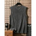 thumbnail image 2 of Black Vintage Washed Distressed Sleeveless Tank Top With Skeleton Guitar Print, Rebel Rock Flame Graphic, Loose Crew Neck Streetwear, 2 of 7