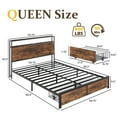 thumbnail image 3 of Fluest Queen Bed Frame with 2-Tier Storage Headboard, Metal Bed Frame with Storage Drawers & Built-in Charging Station & LED, Noise-Free, No Box Spring Needed, Easy Assembly, Retro Brown, 3 of 7