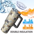 thumbnail image 5 of 40oz Pioneer Flower Floral Print Pattern Insulated Tumbler with Handle, BPA-Free Leak Proof Lid and Straws, Double Wall Vacuum, Hot 12h/Cold 34h, 5 of 6