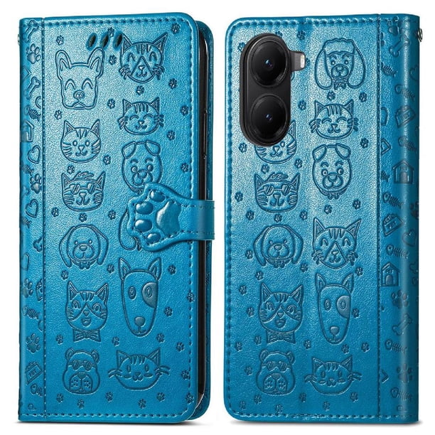 Funda Cartera FOXDOCK para Xiaomi Redmi A5 , Flip PU con Relieve de Gatos y Perros, Tarjetero y Soporte