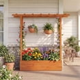thumbnail image 3 of Fir Wood Raised Garden Bed with Side Trellis & Hanging Roof Orange 43"×14"×45" Planter Box with Drainage Holes Detachable Bottom 110LBS Capacity for Patio Garden Balcony, 3 of 10