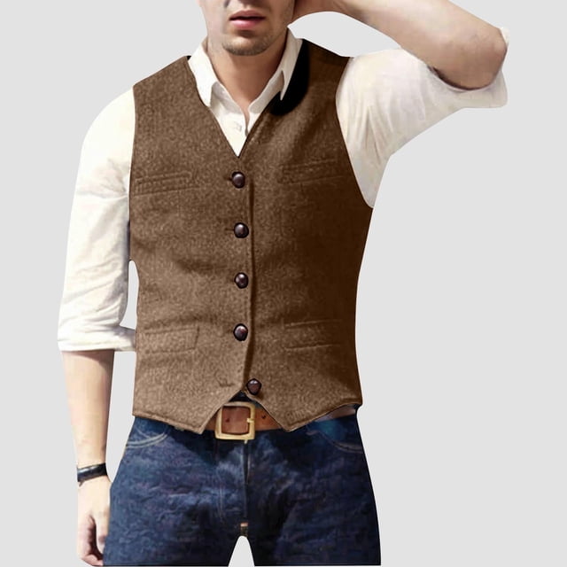 pstuiky Camisetas sin mangas para hombre, Blazer de moda para hombre, chaleco ajustado con cuello en V y botonadura lisa Tops elegantes para mujer l