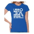 thumbnail image 1 of Awkward Styles Women's I Wear White for Someone Special Graphic T-shirt Tops Lung Cancer Awareness, 1 of 4