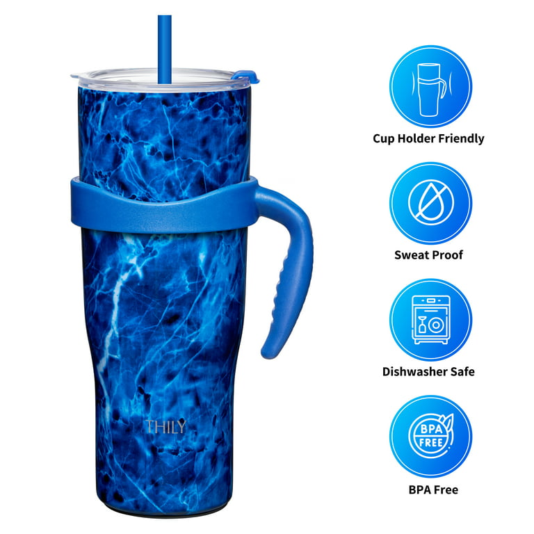 40oz Tumbler with Handle and 2-in-1 Straw Lid, Insulated Leak Proof Double  Walled Stainless Steel Coffee Travel Mug - Keeps Cold for 34 Hours or Hot  for 10 Hours 