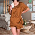 thumbnail image 2 of yievot Womens Silk Satin Pajama Set Short Sleeve Shirt with Shorts Two-piece Pjs Sets Soft Sleepwear Loungewear Nightwear, 2 of 7
