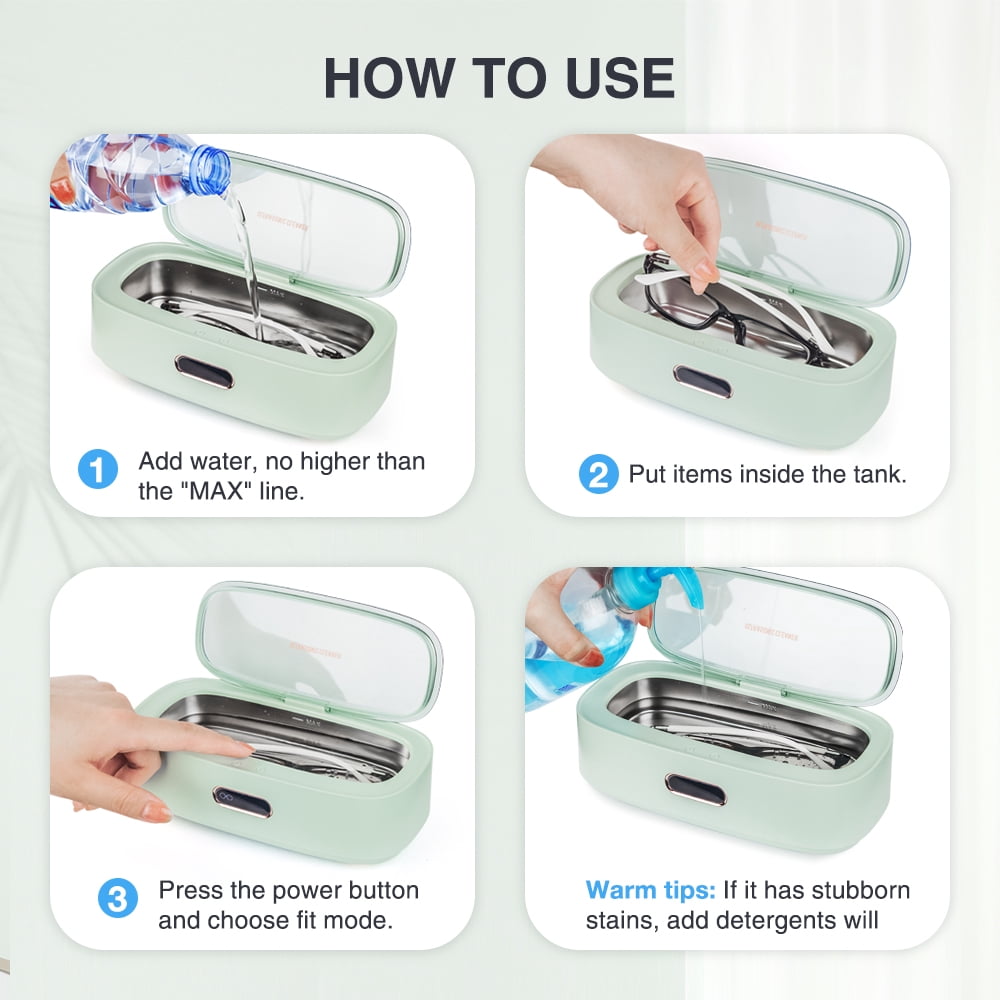 Ultrasonic Jewelry Cleaner, 300ml Jewelry Cleaning Machine, 45khz Stainless Steel Jewelry Cleaner with 4 Cleaning Modes for Jewelry Eyeglasses Watches Rings Earrings Necklaces Coins