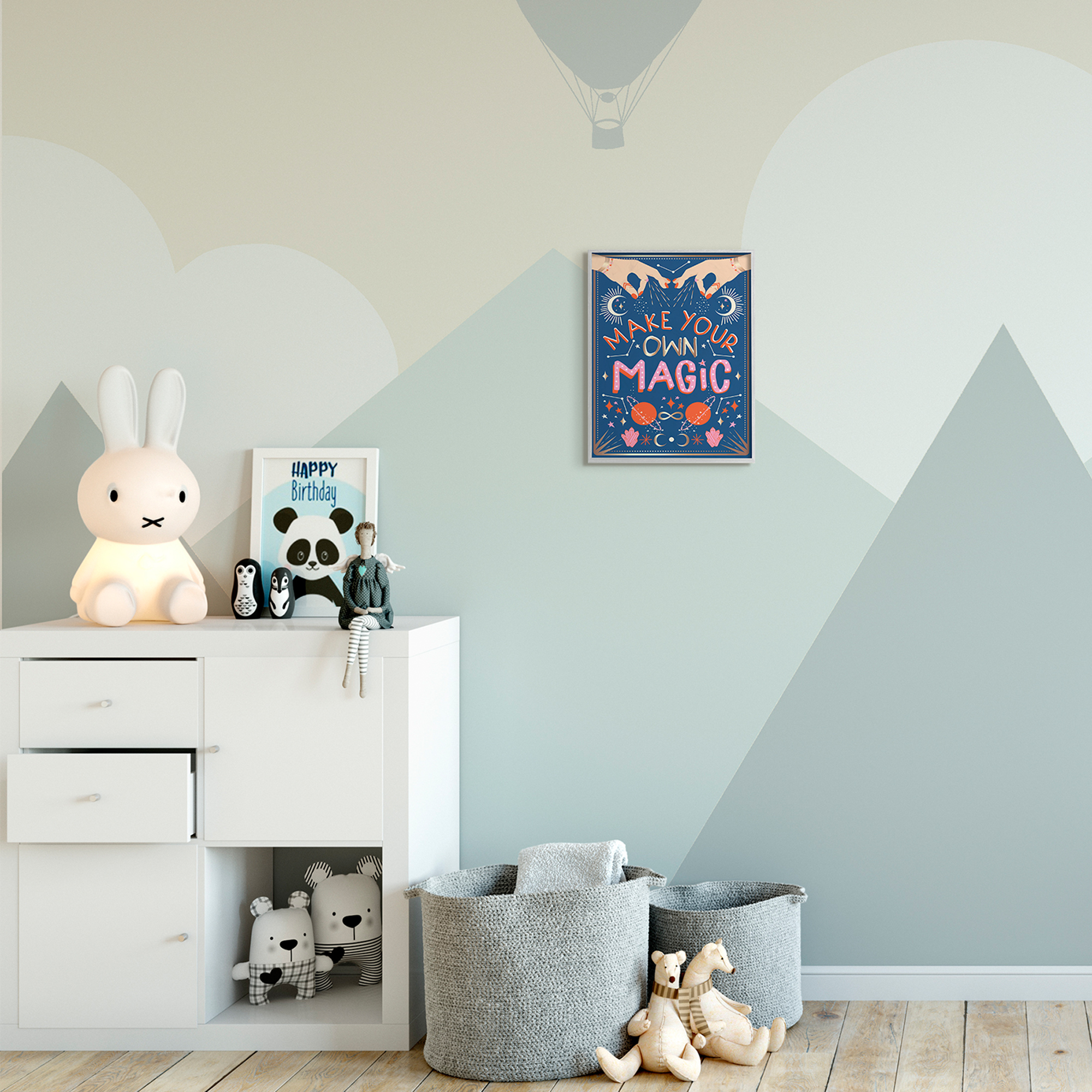 Stupell Industries Make Your Magic Phrase Fashion Hands and Constellations Typography Painting Gray Framed Art Print Wall Art, 11 x 14